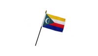 Comoros Stick Flag 4in by 6in on 10in Black Plastic Stick