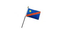 Congo Democratic Republic Stick Flag 4in by 6in on 10in Black Plastic Stick