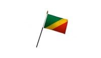 Congo Republic Stick Flag 4in by 6in on 10in Black Plastic Stick