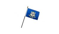 Connecticut Stick Flag 4in by 6in on 10in Black Plastic Stick