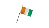 Cote D'Ivoire Ivory Coast Stick Flag 4in by 6in on 10in Black Plastic Stick