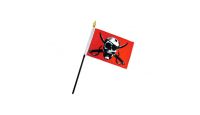 Crimson Pirate Stick Flag 4in by 6in on 10in Black Plastic Stick