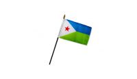 Djibouti Stick Flag 4in by 6in on 10in Black Plastic Stick