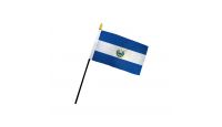 El Salvador Stick Flag 4in by 6in on 10in Black Plastic Stick