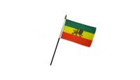 Ethiopia Lion Stick Flag 4in by 6in on 10in Black Plastic Stick