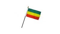 Ethiopia Plain Stick Flag 4in by 6in on 10in Black Plastic Stick