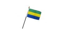 Gabon Stick Flag 4in by 6in on 10in Black Plastic Stick