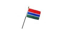 Gambia Stick Flag 4in by 6in on 10in Black Plastic Stick