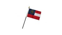 Georgia State Stick Flag 4in by 6in on 10in Black Plastic Stick
