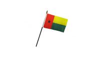 Guinea Bissau Stick Flag 4in by 6in on 10in Black Plastic Stick