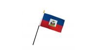 Haiti Stick Flag 4in by 6in on 10in Black Plastic Stick