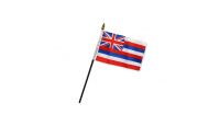 Hawaii Stick Flag 4in by 6in on 10in Black Plastic Stick