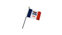 Iowa Stick Flag 4in by 6in on 10in Black Plastic Stick