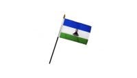 Lesotho Stick Flag 4in by 6in on 10in Black Plastic Stick