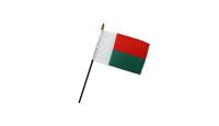 Madagascar Stick Flag 4in by 6in on 10in Black Plastic Stick