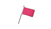 Magenta Solid Color Stick Flag 4in by 6in on 10in Black Plastic Stick