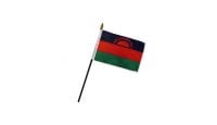 Malawi Stick Flag 4in by 6in on 10in Black Plastic Stick