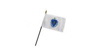 Massachusetts Stick Flag 4in by 6in on 10in Black Plastic Stick