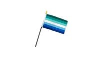 Gay Male MLM Stick Flag 4in by 6in on 10in Black Plastic Stick