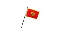 Montenegro Stick Flag 4in by 6in on 10in Black Plastic Stick