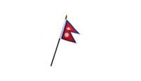 Nepal Stick Flag 4in by 6in on 10in Black Plastic Stick