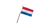 Netherlands Stick Flag 4in by 6in on 10in Black Plastic Stick