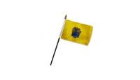 New Jersey Stick Flag 4in by 6in on 10in Black Plastic Stick