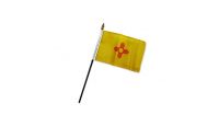 New Mexico Stick Flag 4in by 6in on 10in Black Plastic Stick