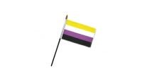 Non-Binary Stick Flag 4in by 6in on 10in Black Plastic Stick