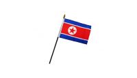 North Korea Stick Flag 4in by 6in on 10in Black Plastic Stick