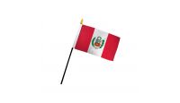 Peru Stick Flag 4in by 6in on 10in Black Plastic Stick