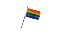 Rainbow Stick Flag 4in by 6in on 10in Black Plastic Stick