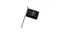Red Bandana Jolly Roger Stick Flag 4in by 6in on 10in Black Plastic Stick
