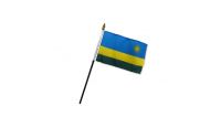 Rwanda Stick Flag 4in by 6in on 10in Black Plastic Stick