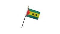 Sao Tome & Principe Stick Flag 4in by 6in on 10in Black Plastic Stick