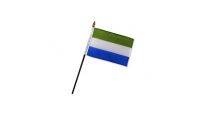 Sierra Leone Stick Flag 4in by 6in on 10in Black Plastic Stick