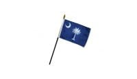 South Carolina Stick Flag 4in by 6in on 10in Black Plastic Stick