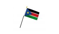 South Sudan Stick Flag 4in by 6in on 10in Black Plastic Stick