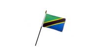 Tanzania Stick Flag 4in by 6in on 10in Black Plastic Stick