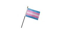 Transgender Stick Flag 4in by 6in on 10in Black Plastic Stick