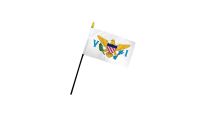 US Virgin Islands Stick Flag 4in by 6in on 10in Black Plastic Stick