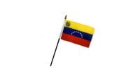 Venezuela Stick Flag on 10in Black Plastic Stick 4in by 6in