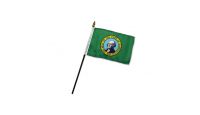 Washington Stick Flag 4in by 6in on 10in Black Plastic Stick