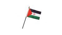 Western Sahara Stick Flag 4in by 6in on 10in Black Plastic Stick