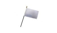White Solid Color Stick Flag 4in by 6in on 10in Black Plastic Stick