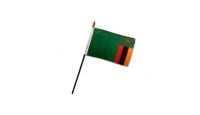 Zambia Stick Flag 4in by 6in on 10in Black Plastic Stick