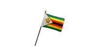 Zimbabwe Stick Flag 4in by 6in on 10in Black Plastic Stick