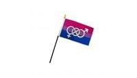 Bisexual Symbol Stick Flag 4in by 6in on 10in Black Plastic Stick