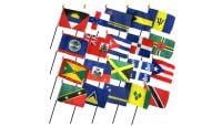 4x6in Set of 20 Caribbean Stick Flags shown countries included