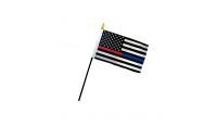 Thin Red/Blue Line USA 4x6in Stick Flag
